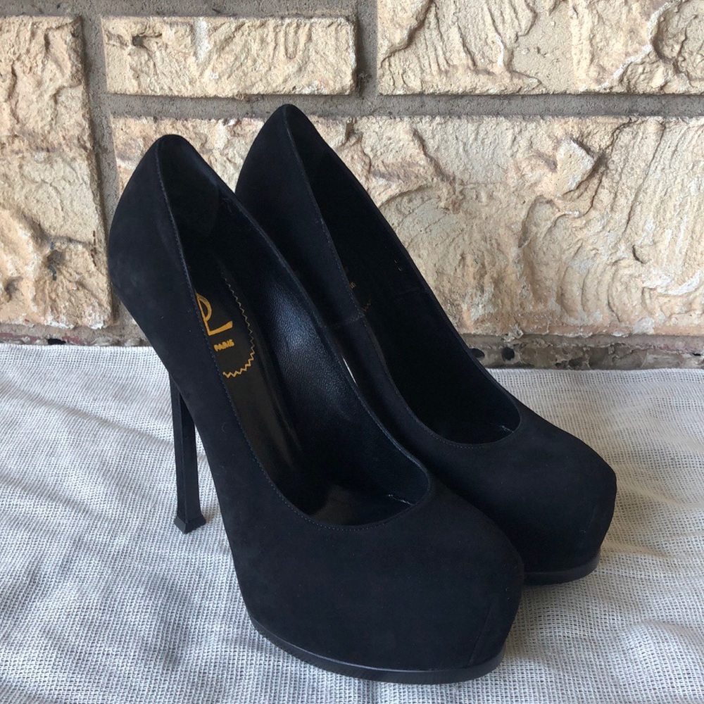 YSL Yves Saint Laurent Black Suede Pumps